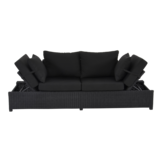 Roma loungebank | wicker | 210x80cm | zwart