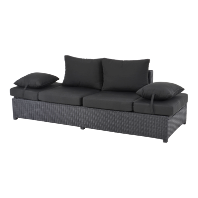 Roma loungebank | wicker | 210x80cm | zwart