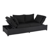 Roma loungebank | wicker | 210x80cm | zwart