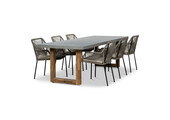 Lausanne/Seville zand dining tuinset | 6 personen | betonlook + touw | 250cm