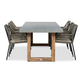 Lausanne/Seville zand dining tuinset | 6 personen | betonlook + touw | 250cm