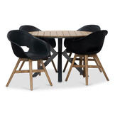 Cervo/Karlstad zwart dining tuinset | 4 personen | polywood | 120cm rond