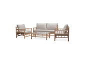Costa Rica stoel-bank loungeset 4 personen | hardhout | Bamboo taupe | 4-delig