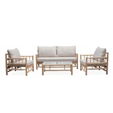Costa Rica stoel-bank loungeset 4 personen | hardhout | Bamboo taupe | 4-delig