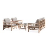 Costa Rica stoel-bank loungeset 4 personen | hardhout | Bamboo taupe | 4-delig