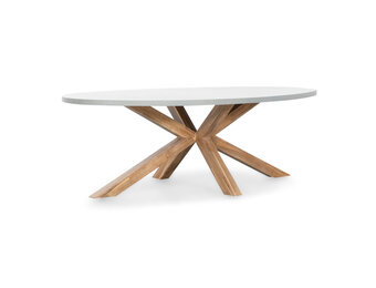 Livorno dining tuintafel 6 personen | polystone + hardhout | betonlook | 240cm