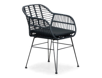 Napels dining tuinstoel | wicker | zwart