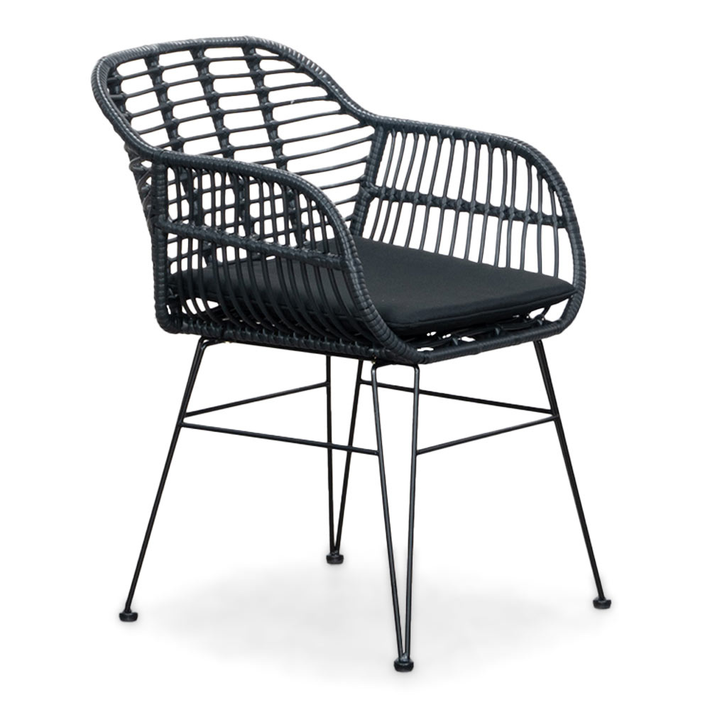 Napels dining tuinstoel | wicker | zwart