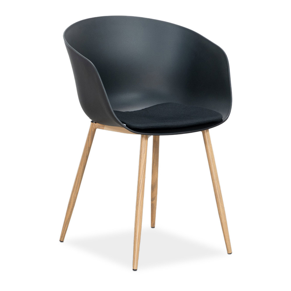 Rikki dining tuinstoel | kunststof | zwart + houtlook afbeelding