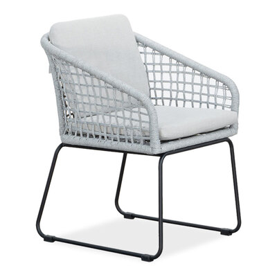 Tulum dining stoel | touw + RVS | grijs