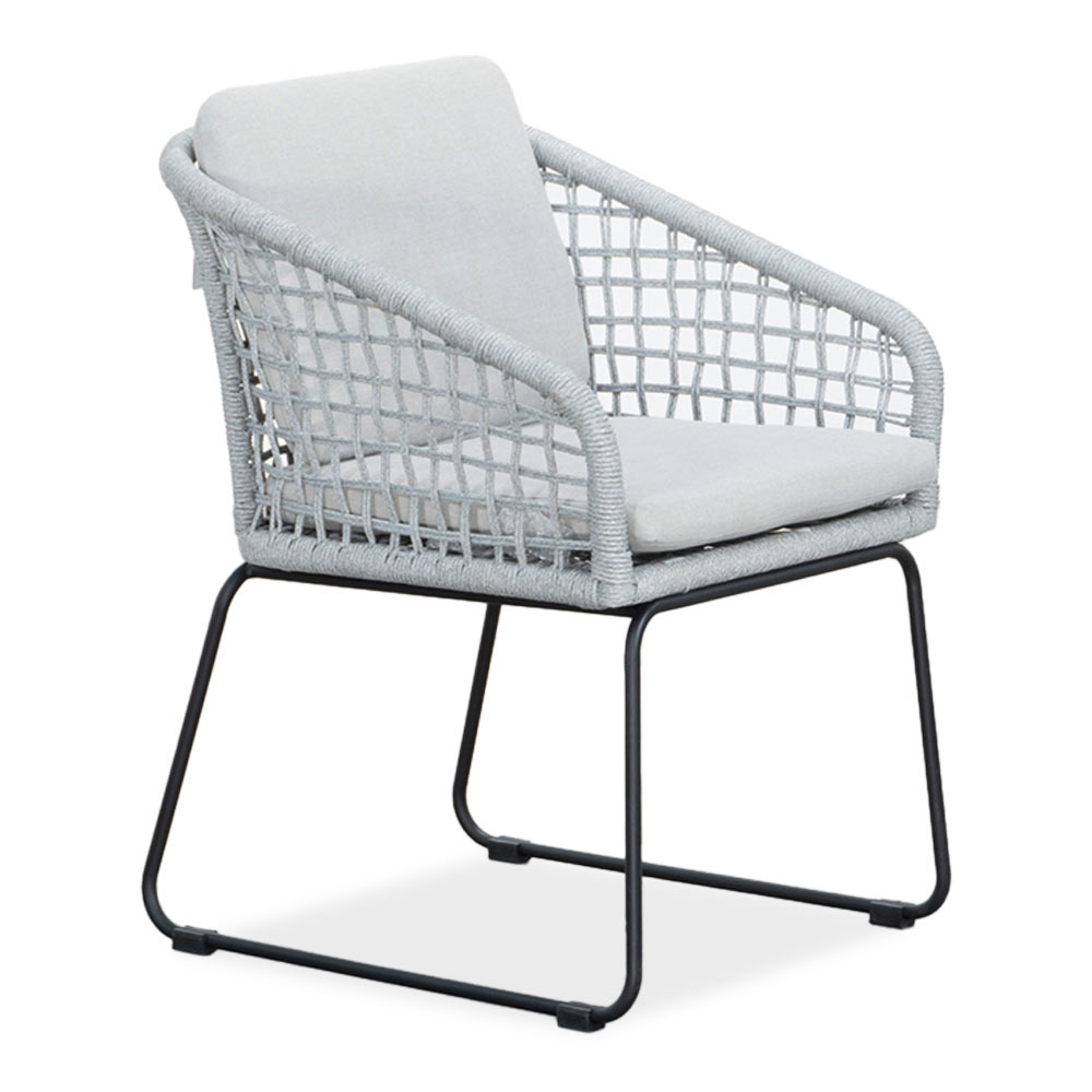 Tulum dining stoel | touw + RVS | grijs