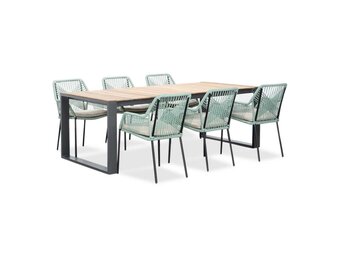 Atlanta/Seville mint dining tuinset | 6 personen | teakhout + touw | 218cm