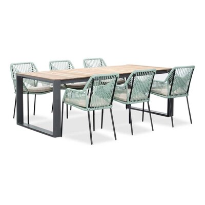 Atlanta/Seville mint dining tuinset | 6 personen | teakhout + touw | 218cm