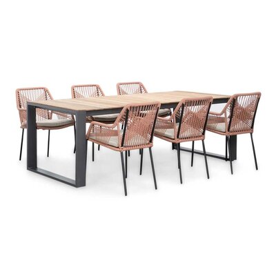 Atlanta/Seville terra dining tuinset | 6 personen | teakhout + touw | 218cm