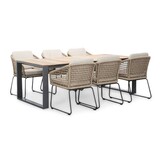 Atlanta/Tulum Sahara Dust dining tuinset | 6 personen | teakhout + touw | 218cm