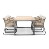 Atlanta/Tulum Sahara Dust dining tuinset | 6 personen | teakhout + touw | 218cm