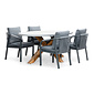 BUITEN living Livorno/Calgary antraciet dining tuinset | 4 personen | betonlook + touw | 200cm ovaal