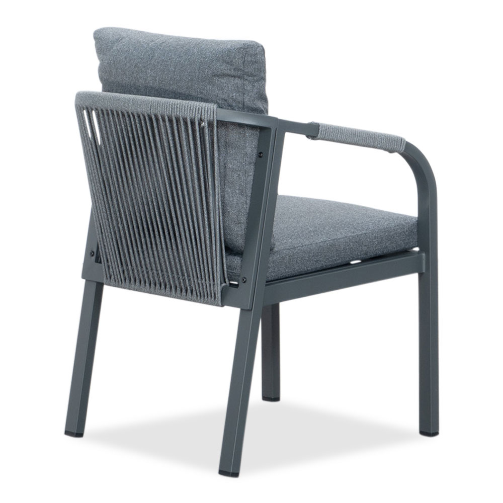 Livorno/Calgary antraciet dining tuinset | 4 personen | betonlook + touw | 200cm ovaal
