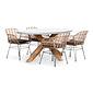 BUITEN living Livorno/Lola dining tuinset | 4 personen | betonlook + wicker | 200cm ovaal