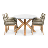 Livorno/Padua olijfgroen dining tuinset | 4 personen | betonlook + touw | 200cm ovaal