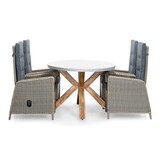 Livorno/Rennes dining tuinset | 4 personen | betonlook + wicker | 200cm ovaal