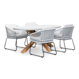 Livorno/Tulum grijs dining tuinset | 4 personen | betonlook + touw | 200cm ovaal