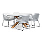 BUITEN living Livorno/Tulum grijs dining tuinset | 4 personen | betonlook + touw | 200cm ovaal
