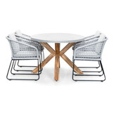 Livorno/Tulum grijs dining tuinset | 4 personen | betonlook + touw | 200cm ovaal
