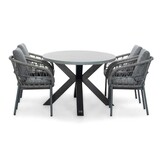 Stockholm/Dakota grijs dining tuinset | 6 personen | betonlook + touw | 200cm ovaal