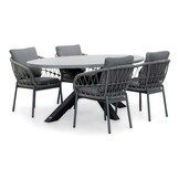 Stockholm/Dakota grijs dining tuinset | 6 personen | betonlook + touw | 200cm ovaal