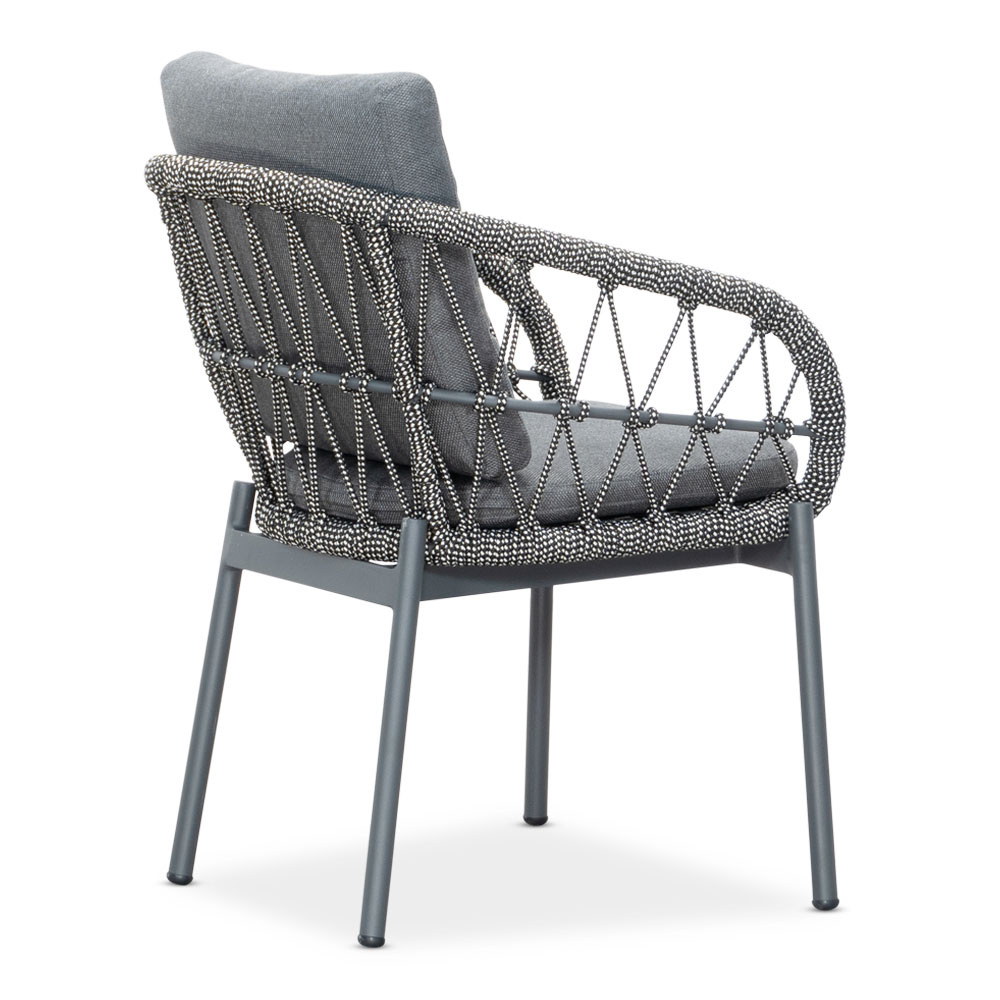 Stockholm/Dakota grijs dining tuinset | 6 personen | betonlook + touw | 200cm ovaal