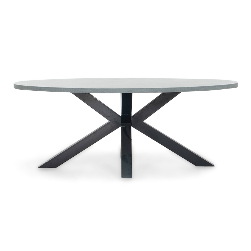 Stockholm/Dakota grijs dining tuinset | 6 personen | betonlook + touw | 200cm ovaal