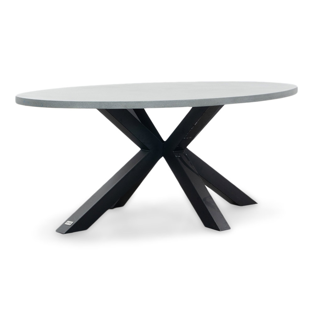 Stockholm/Dakota grijs dining tuinset | 6 personen | betonlook + touw | 200cm ovaal