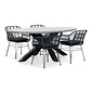BUITEN living Stockholm/Napels dining tuinset | 4 personen | betonlook + wicker | 200cm ovaal