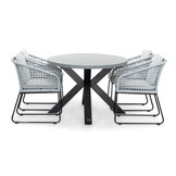 Stockholm/Tulum grijs dining tuinset | 4 personen | betonlook + touw | 200cm ovaal