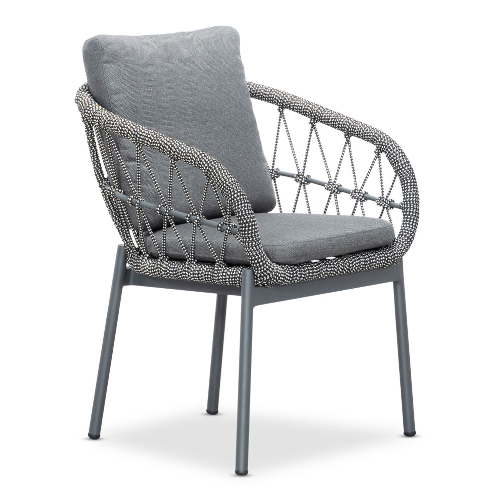 Stockholm/Dakota grijs dining tuinset | 6 personen | betonlook + touw | 240cm ovaal