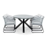 Stockholm/Tulum grijs dining tuinset | 6 personen | betonlook + touw | 240cm ovaal