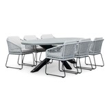 Stockholm/Tulum grijs dining tuinset | 6 personen | betonlook + touw | 240cm ovaal
