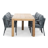 Victoria/Calgary antraciet dining tuinset | 8 personen | teakhout + touw | 300cm