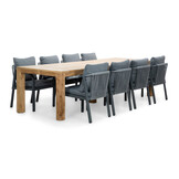 Victoria/Calgary antraciet dining tuinset | 8 personen | teakhout + touw | 300cm