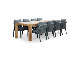 Victoria/Calgary antraciet dining tuinset | 8 personen | teakhout + touw | 300cm