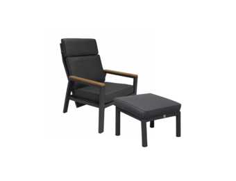 Palazzo loungestoel tuin met voetenbank | aluminium + teakhout | verstelbaar | antraciet
