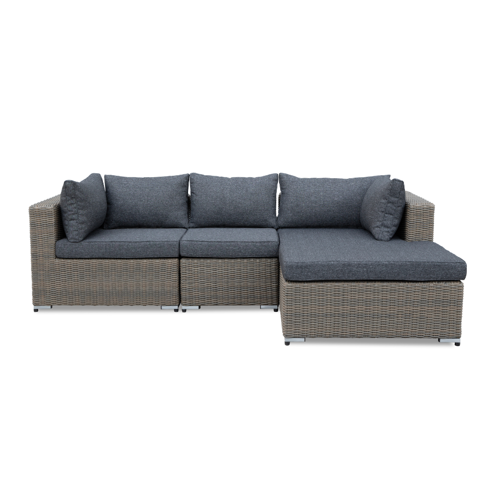 Asker  chaise longue balkon loungeset-links 4 personen | wicker | Ash Grey | 3-delig - 240x165cm