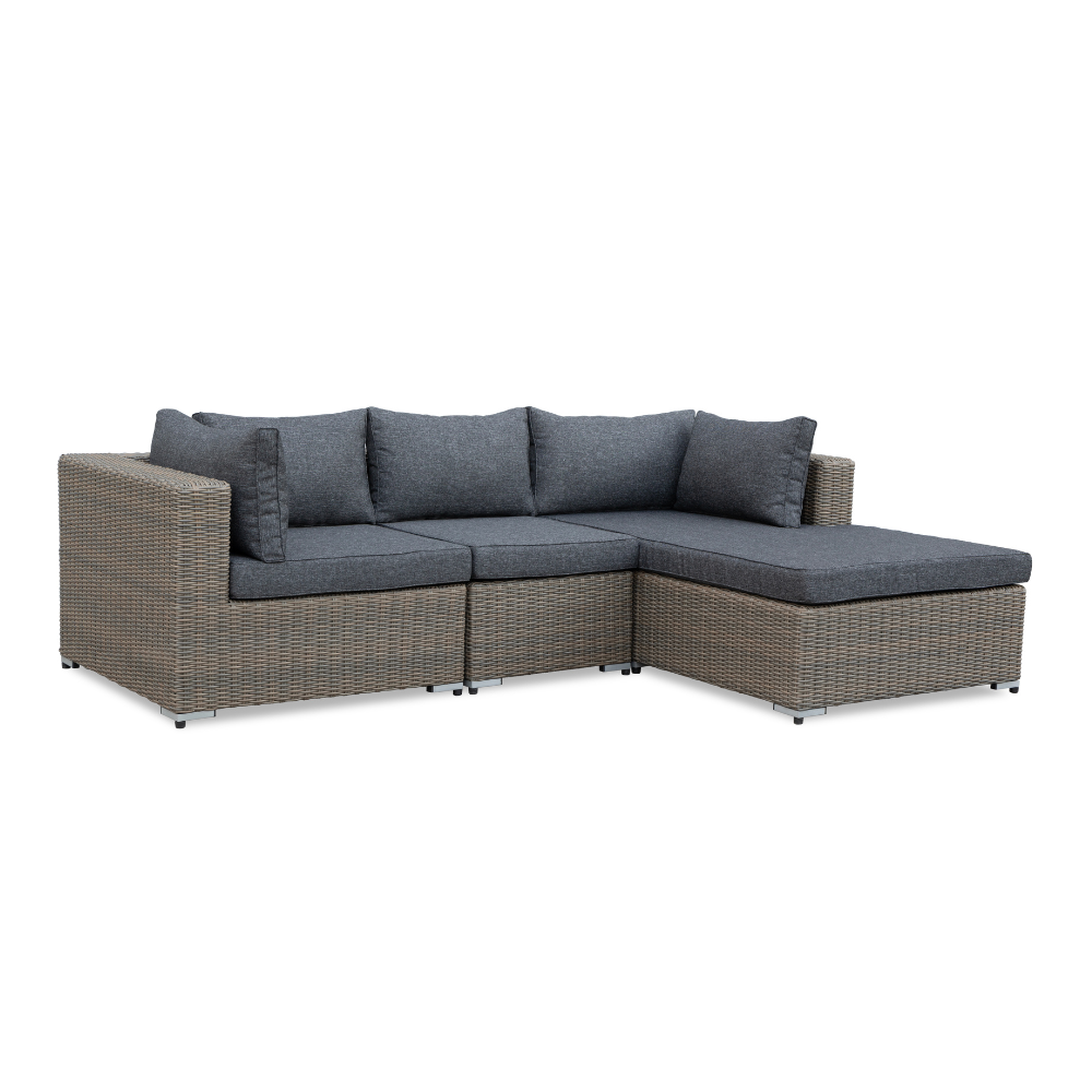 Asker  chaise longue balkon loungeset-links 4 personen | wicker | Ash Grey | 3-delig - 240x165cm