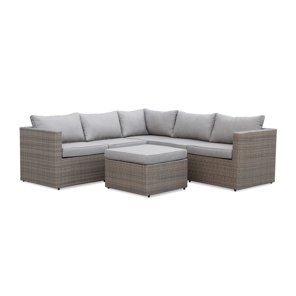 Asker hoek loungeset wicker 210x210cm zand Tuinmeubelwereld
