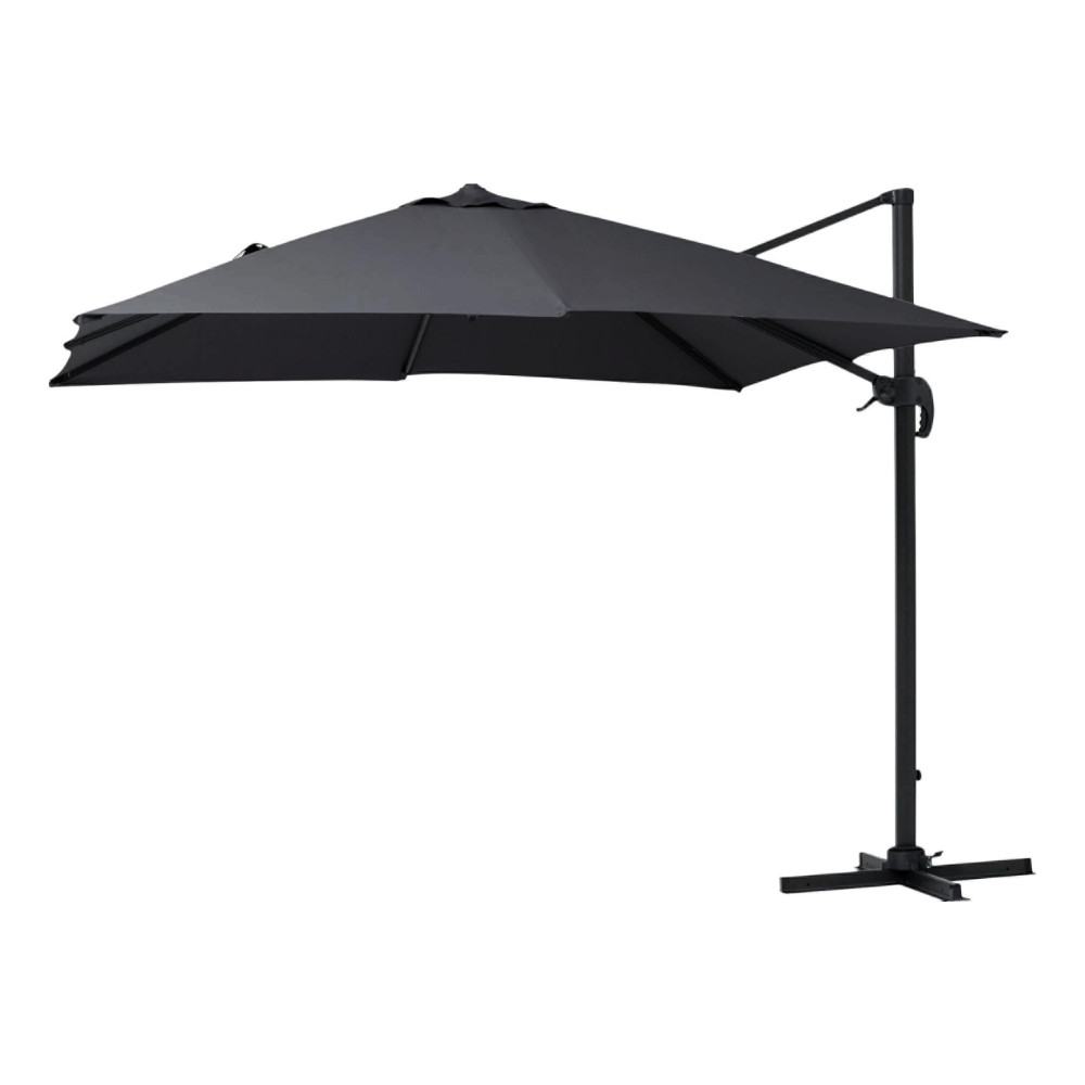 Lissabon zweefparasol | 300x300cm met parasolvoet | zwart
