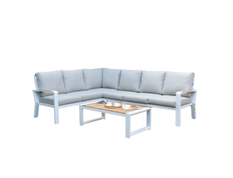 Seattle hoek loungeset 5 personen | aluminium + polywood | wit | 5-delig - 270x210cm
