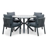 Cervo Grey/Calgary antraciet dining tuinset | 4 personen | polywood + touw | 120cm rond
