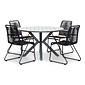 LUX outdoor living Cervo Grey/Gladys zwart dining tuinset | 4 personen | polywood + touw | 120cm rond
