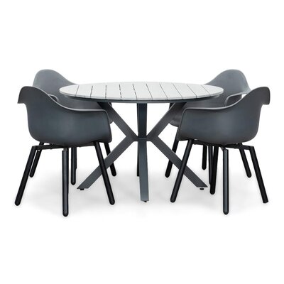Cervo Grey/Montreux dining tuinset | 4 personen | polywood + kunststof | 120cm rond